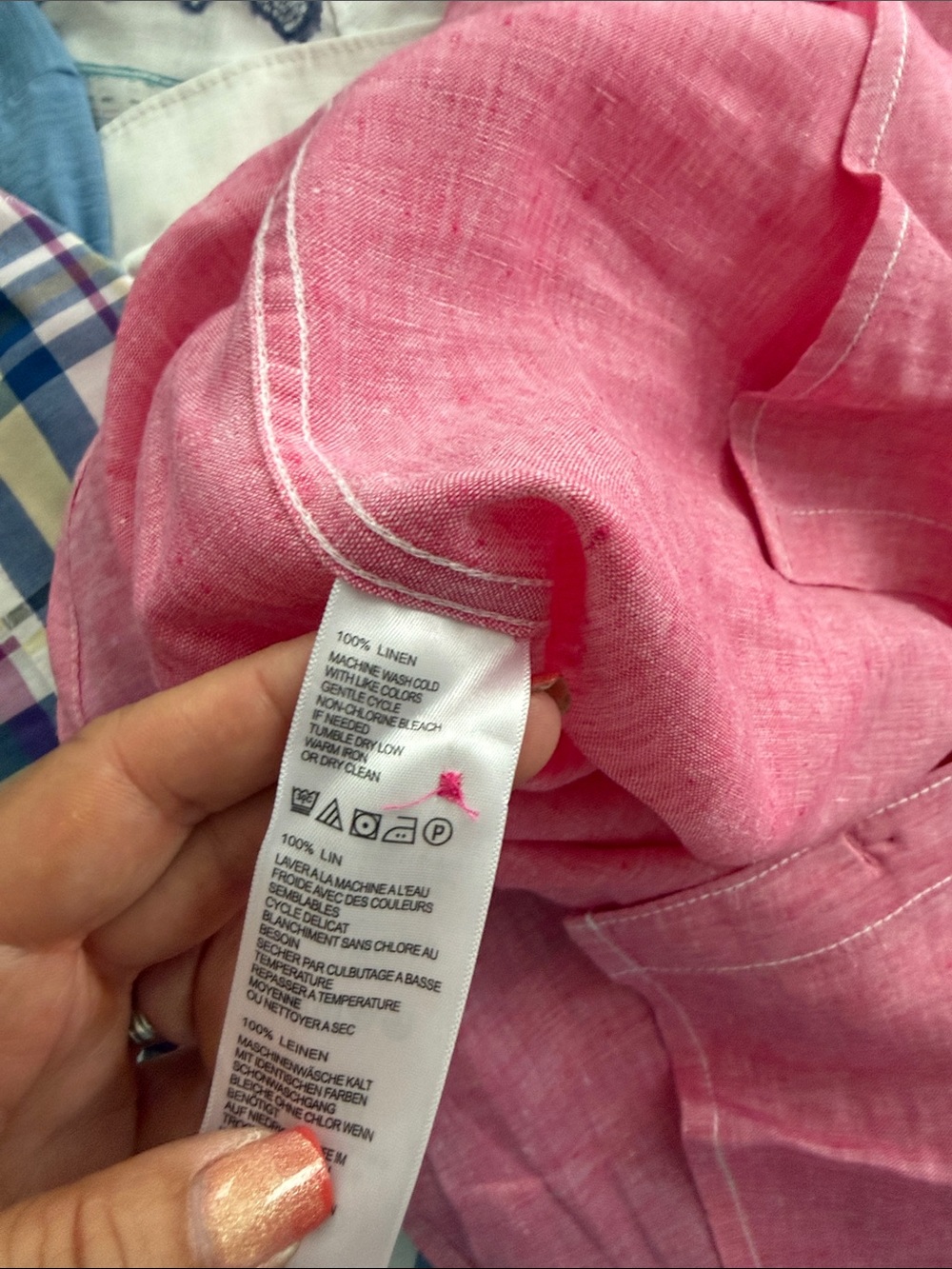 Tommy Bahama Pink Short-Sleeve Linen Blend Button-Up Shirt - Picture 6 of 6